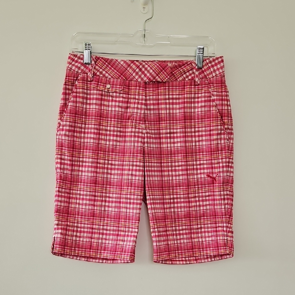 Puma Pink Plaid Golf Shorts Preppy Sporty Size 0‎